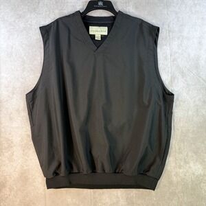 Cutter & Buck Golf Vest Men XL Black Pullover Windbreaker Sleeveless V-Neck‎